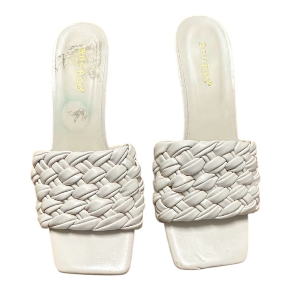Bamboo braided off white sandals